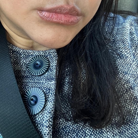 TIBI Tweed Cropped Blazer Coat Blue Spring Jacket Suit Dress Top Designer Kawaii - Picture 4 of 5